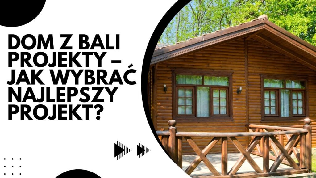 Drewniany dom z bali z dużym tarasem i zielenią w tle.