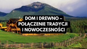 Drewniany dom w górach z widokiem na szczyty